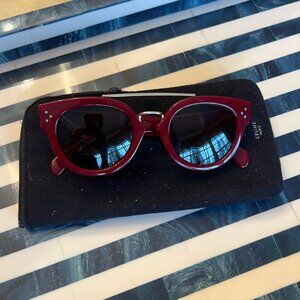 Celine Bright Red 2000s Brow Bar Sunglasses - Worn Once